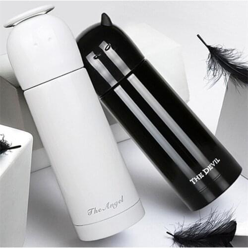 Devil Angel Thermos For Tea Stainless Steel Insulated Water Bottle Vacuum Flask Hot Water Thermal Travel Coffee Mug Cup Gift