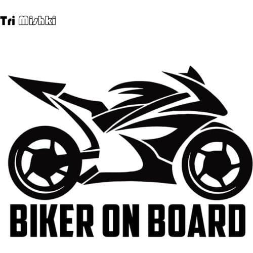 Tri Mishki 14x20cm biker on board funny car sticker Windscreen Vinyl Decals Accessories Car Sticker HZX536