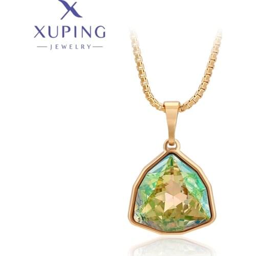 Xuping Jewelry Fashion New Arrival Crystals Pendant Necklaces Gold Color For Women Wedding Ladies Gifts 30334
