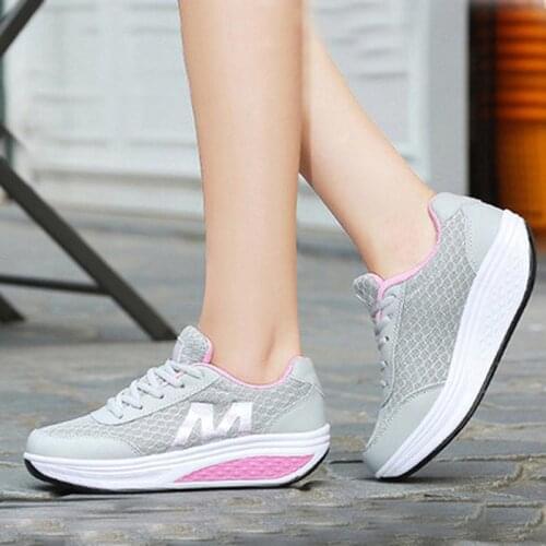 Casual wedges shoes women sneakers 2021 breathable mesh lace-up platform vulcanize shoes woman sneakers female tenis feminino