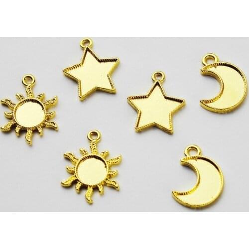 Gold Bezel Cup Kawaii UV Resin Craft Supplies Moon Star Sun Deco Frame for UV Resin Filling Kawaii Resin Jewellery DIY Making