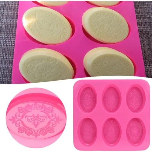 1pc Soap Molds Six Consecutive Oval Soap Molds Silicone Soap Molds Lace Pattern Molds Demould Forms Soap Molds For Soap Molds