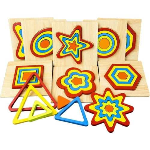 1PCS Montessori Jigsaw Puzzle Toys for Children Geometric Shape 3D Wooden Puzzle Baby Early Educational Learning Toys
