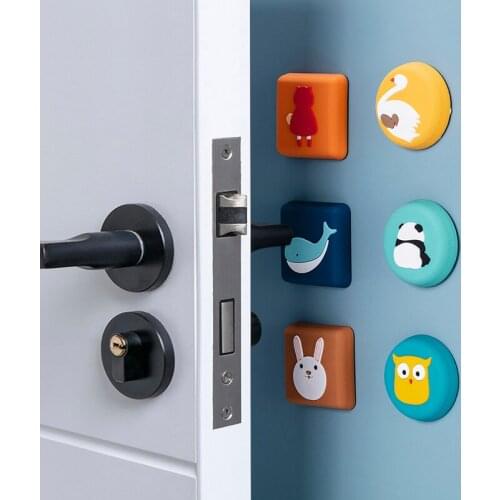 1pcs Cartoon Door Handle Stop Door Knob Bumpers Self Adhesive Wall Protector Shockproof Pad Support Silicone Guard Stoppers
