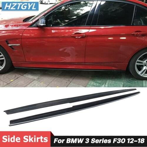 2 PCS MP Style Carbon Fiber Car Bottom Side Skirts Extensions Trim For BMW 3 Series F30 Car Body Kit Tuning 2012-2018