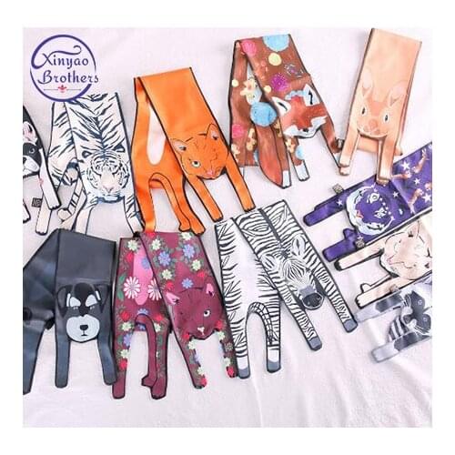2018 New Design Silk Scarves Designer 3D Animals Shape Cat Tiger Scarf For Women Bags Scarf Child Scarves