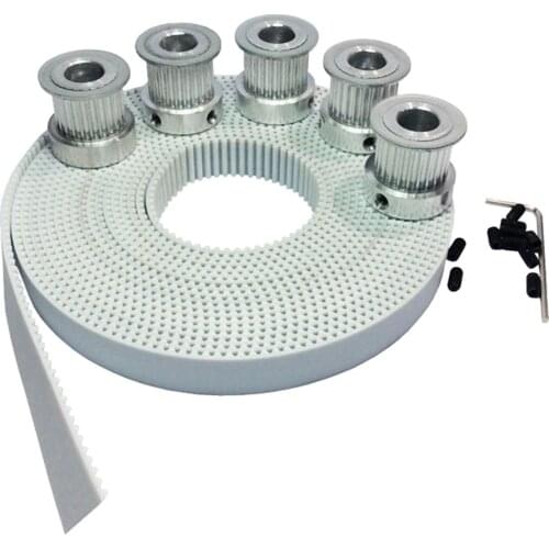 5PCS 20 Teeth Pulley Bore 5/6/6.35/8/12mm For HTD3M CNC Engraving Machine Parts, 5meters White PU Timing Belt Width 15mm
