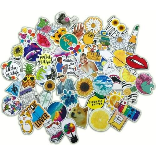 53 PCS Cute Life Lot Skateboard Stickers Vinyl Laptop Luggage Decals Dope