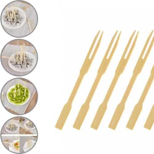 Compact 80Pcs/Set Pragmatic Cake Fruit Disposable Forks Bamboo Disposable Forks Fine Workmanship for Snack