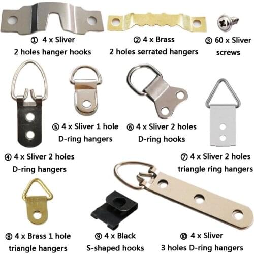 96pcs/set Picture Photo Frame Hanging Hooks With Screws Kit For Office Home Painting Hanger Assorted Types HX6D
