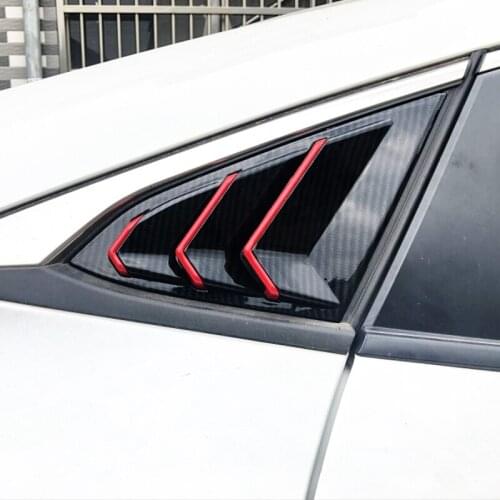ABS Carbon fibre For Honda Civic 10th 2016 2017 2018 2019 accessories Rear Window Triangle Shutters cover trim Car styling 2pcs