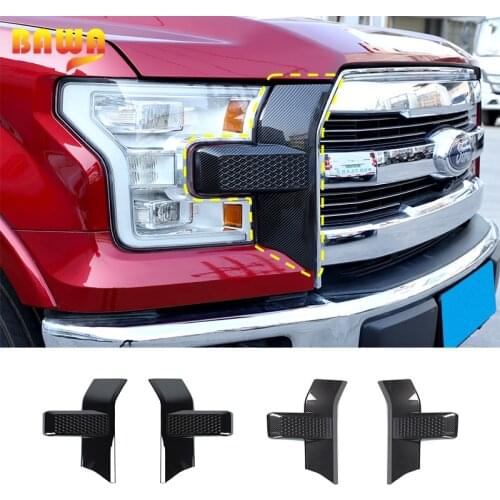 BAWA Car Front Bumper Headlight Grille Cover Trim Sticker Compatible For Ford F150 2015 Up Car Styling