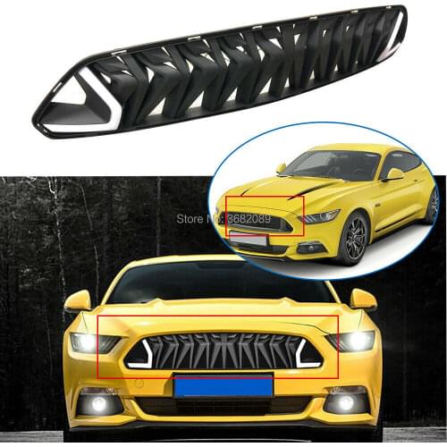 White DRL Lamp LED Accent Vent Lights Front Grille Grill With Hood Bumper Upper Mesh Armor Racing For Ford Mustang 2015-2017 16