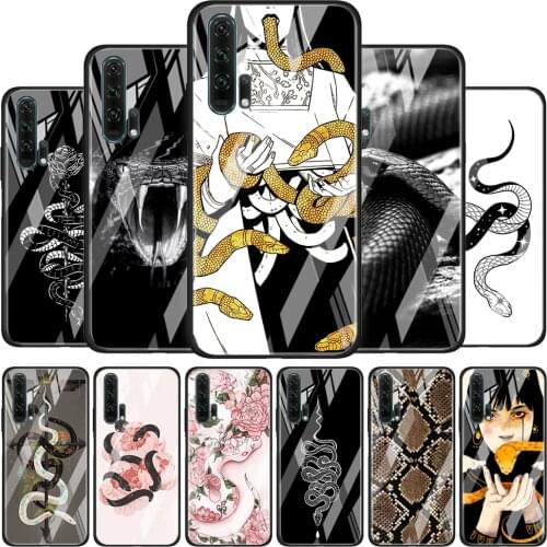 Tempered Glass Cover Animal Snake Pattern For Honor 30 20 10 9X 8X Lite Pro Plus Silicone Phone Case Coque Shell