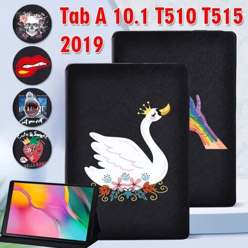 Tablet Case for Samsung Galaxy Tab A 10.1 Inch 2019 SM-T510 SM-T515 Cute Cartoon Pattern Series PU Leather Protective Cover
