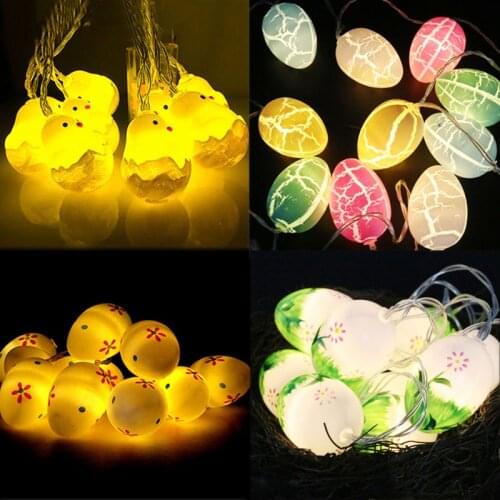 CYUAN Easter Decoration Easter Egg Rabbit Led String Light Happy Easter Decor for Home Festival Party Outdoor Ornament Garland