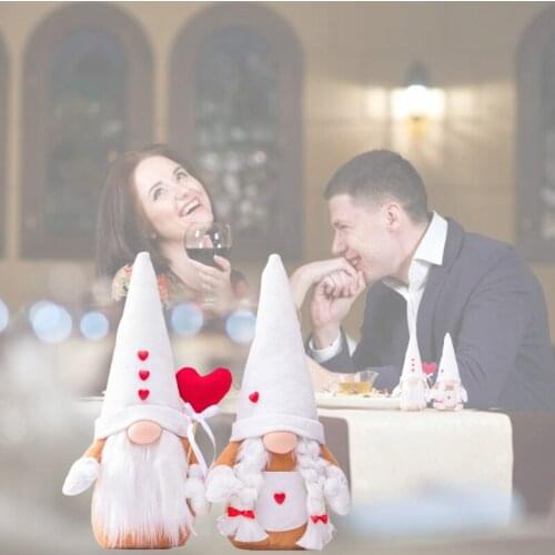 Happy Valentines DayRed Love Heart Gnome Handmade Swedish Tomte Plush Dolls Holiday Valentines Day Xmas Decor