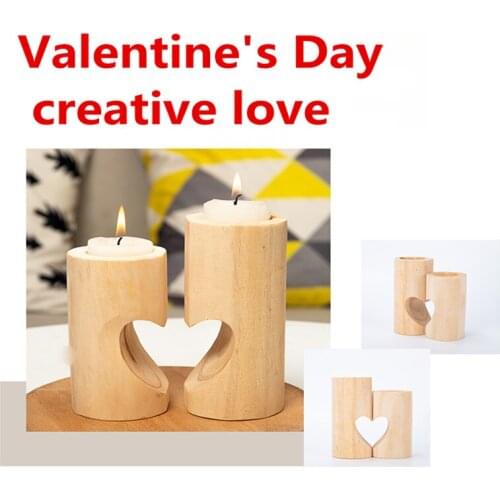 Valentines Day Creative Love Wooden Candle Cup Dining Table Romantic Decorations Decoration Home Party Tea Candle Holder