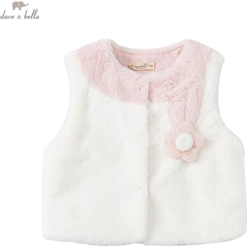 DBH19184 dave bella winter baby girls cute floral coat children fashion children girl sleeveless vest