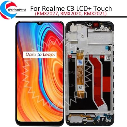 6.5'' For OPPO Realme C3 LCD RMX2027, RMX2020, RMX2021 Display With Frame Touch Panel Screen Digitizer Tela For Realme C3 LCD