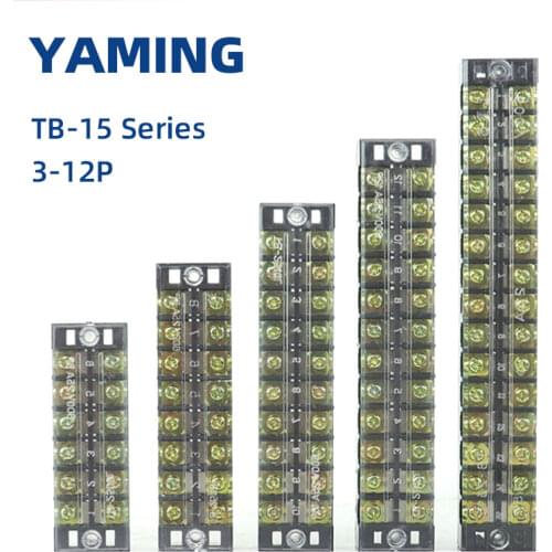 1Pcs TB-15 Series Dual Row Barrier Screw Terminal Block Strip Wire Connector 600V 15A 3/4/6/8/10/12 Positions Optional