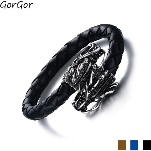 GorGor 2020 New Arrivals 17.5CM Stainless Steel Can Be Opened Faucet Black Bracelet for Fashion Men Jewelry Gift BL-267