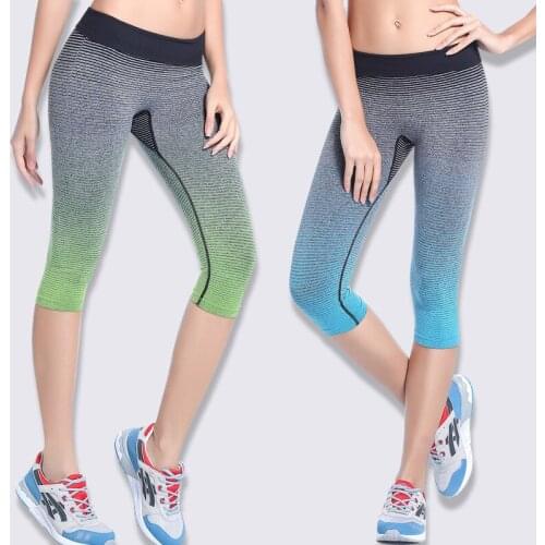 Hot Sale !!! Gradient Color Women Running Tights Sexy Fitness Pants Style Female Sport Gym Leggings Exercise Acrtive Ropa Mujer