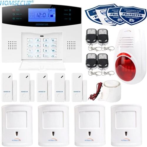 HOMSECUR Wireless&Wired GSM-2G Home Security Alarm System+Wireless Flash Siren