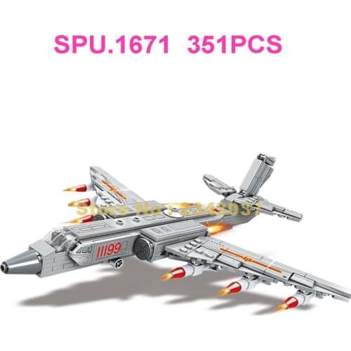 K0135 351pcs Military Navy Strategic Bomber Fighter 2 Dolls Building Blocks Toy