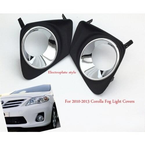 JanDeNing 2pcs Kit Car New Black Front Left + Right Bumper Fog Light Lamp Cover Grille Fit for Toyota Corolla 2010-2013
