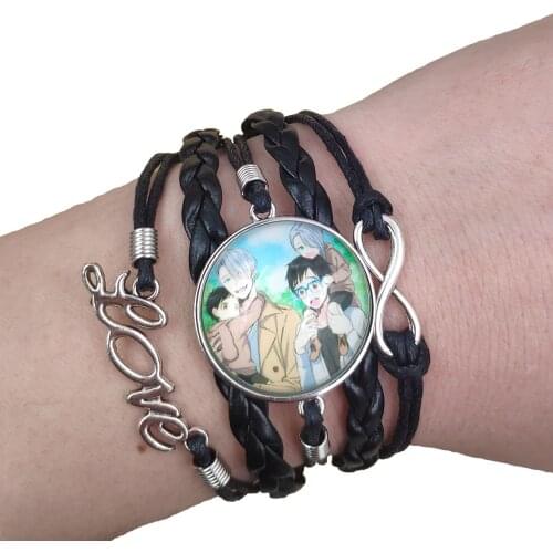 Anime Leather Bracelet YURI!!! on ICE Yuri Victor Time gem Handmade Multilayer Infinity Love Butterfly Retro 001-006