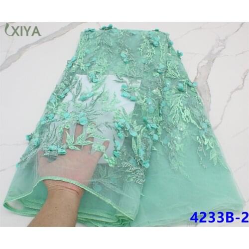 Beautiful French Tulle Mesh Lace Fabric with Beads High Quality Handmade Beads Lace Fabrics for Nigeria Party Wedding APW4233B