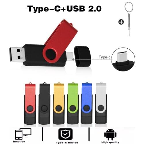 Type-C Smart Phone USB 2.0 Flash Drive 8G 16GB 32GB 64GB 128GB Metal Pen Drives Wholesale Custom LOGO Memory Stick Real Capacity