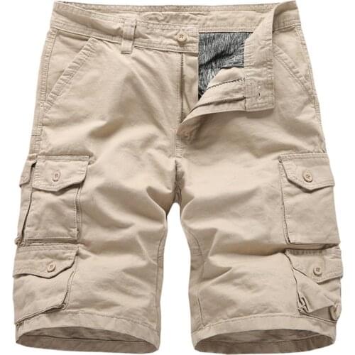 Mens Vintage Cargo Shorts Multi Pocket Loose Relaxed Fit Camouflage 100% Heavy Cotton