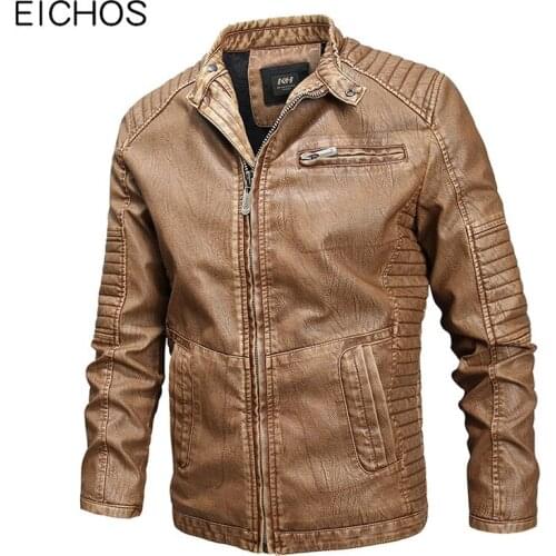 2019 Brand Jacket Leather Men Fashion Biker Jackets Coats Autumn Winter Warm PU Windproof Casual Fur Coat Men Large size M-4XL