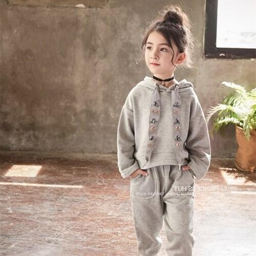 2020 news Childrens Fashion & Sports Suit Girls' Hooded Sweater + Harem Pants Two-Piece
