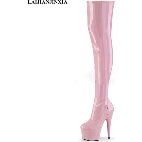 LAIJIANJINXIA New Womens Shoes Woman Plus Large Big Size 34-46 Over The Knee Boots 17CM Thin High Heel Sexy Party Boots