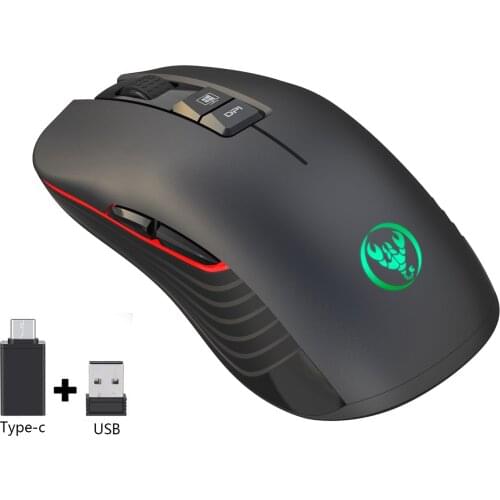 Hongsund T30 rechargeable wireless mouse 3600dpi adjustable colorful light-emitting game mouse 7D mouse can turn off the lights