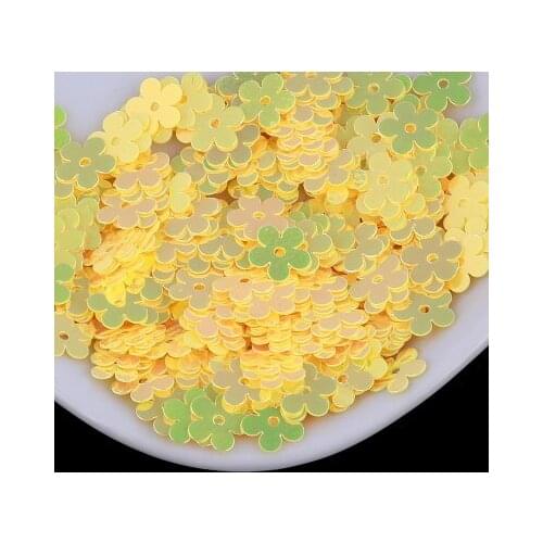 7mm Flat Flower Platting Golden Centre Hole Loose Sequin Paillette Sewing,Wedding Craft DIY Garment Accessory Yellow