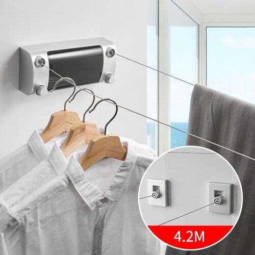 Laundry Dryer Double Rope Retractable Clothesline Indoor Outdoor Drying Rack Telescopic Stainless String Invisible Clothesline