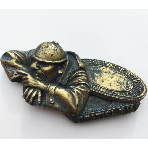 QIQIPP Slovak capital Bratislava clocked manhole cover statue tourist souvenir magnetic refrigerator magnet