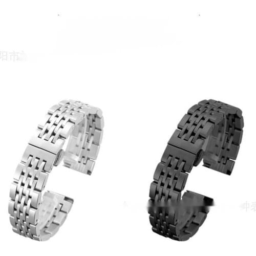 18mm 19mm Suitable For Tissot Le Locle T41 Flat Stainless Steel Solid Butterfly Buckle Seven-bead Strap 20mm 21mm WatchBands
