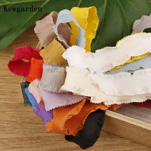 Kewgarden DIY Hair Bow tie Accessories Webbing 25mm 38mm 1" 1-1/2" Ruffle Elasticity Polyester Ribbons Handmade Tape 10 Yards
