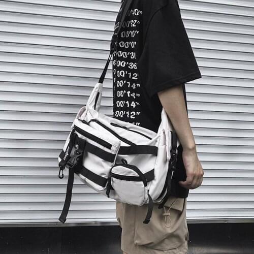 Messenger Bag for Men Vintage Nylon Waterproof Big Shoulder Bag for Men Women Hip Hop Streetwear Travel Bags