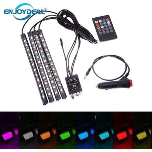 12V Car RGB LED Strip Light Flexible Bar Remote Control Car Colors Styling Decorative Atmosphere Lamps Car Interior Light