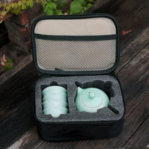 On Sale Portable Kung Fu Tea Set Ceramic Chinese Teapot Porcelain Teaset Gaiwan Tea Cups of Tea Ceremony Tea Pot With Travel Bag