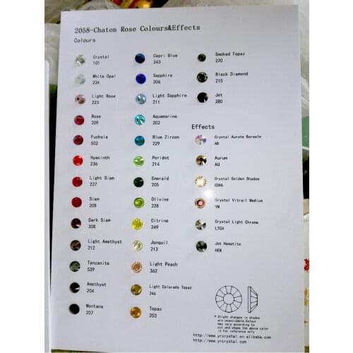 YANRUO Hot Fix Crystal Card Stones And Crystals Catalog Rhinestones Color Chart Decoration DIY Crystals Beads