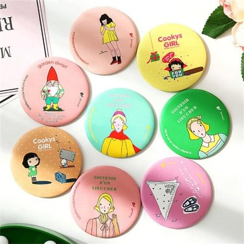 1PC Portable Paper Mirror Cute Cartoon Hand Pocket Cosmetic Mirror Round Lady Girl Mini Outdoor Party Makeup Mirror Decor