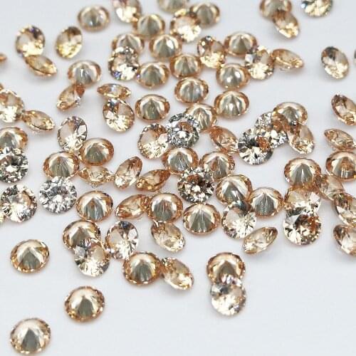 100pcs 1mm~3mm 5A Factory Direct Price Champagne Round Machine Cut Lab Created Loose Cubic Zirconia Zircon Stone