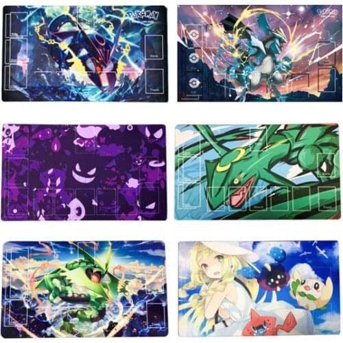 2020 Pokemon PTCG Battle Card Table Mat Card Mat Rayquaza Gengar Lillie Kyurem 600x350x1.5mm DIY Double Mat Kids Toy Gift